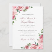 Burgund Blütenfarbe Wasserfarbe Elegante Hochzeit Einladung (Vorderseite)