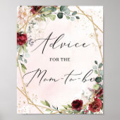 Burgund-Blütengold-Ratschlag für das Mama-to-be-Ze Poster (Vorne)