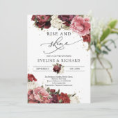 Burgund-Blütenpferde Gold steigt und glänzen Einladung (Stehend Vorderseite)