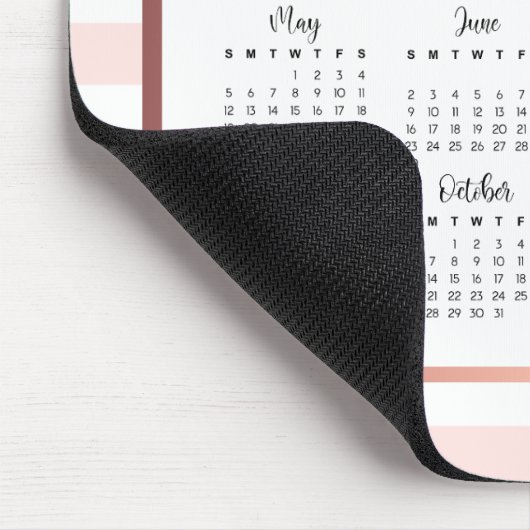 Burgund Blütenrot Rosa Streifen 2024 Kalender Mousepad (Ecke)