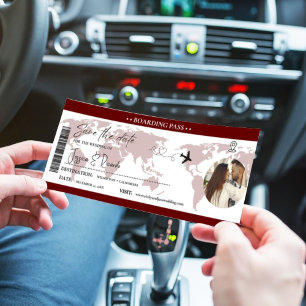 Burgund-Boarding-Pass-Hochzeit Save The Date