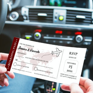 Burgund Boarding passieren Hochzeit RSVP Gehäuse K Einladung