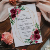 Burgund Bohemisches florales Brautparty Einladung