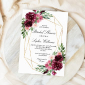 Burgund Bohemisches florales Brautparty Einladung