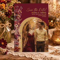 Burgund-Boho-Chic-Wildblumen-Bogen-Foto-Hochzeit