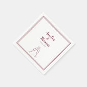 Burgund Border Champagne Minimalistisch Hochzeit Serviette (Ecke)