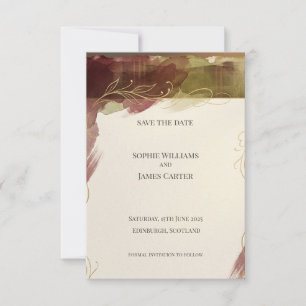 Burgund Botanical Save the Date Herbst-Aquarell