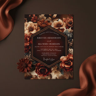 Burgund-Botanische Üppige Hochzeit Einladung