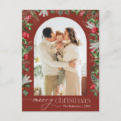 Burgund Botanischer Foto Weihnachtsfeiertag Postkarte (Vorderseite)