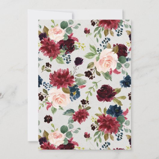 Burgund Bouquet| Blumenhochzeit Einladung (Rückseite)