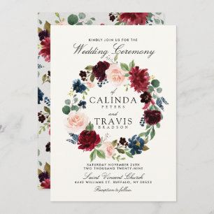 Burgund Bouquet Blumenhochzeit Einladung