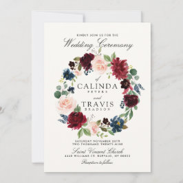 Burgund Bouquet| Rote RückHochzeit Einladung