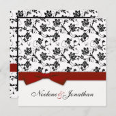 Burgund Bow Blume Hochzeit Einladung (Vorne/Hinten)