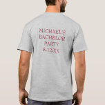Burgund Bow Krawatte Hochzeit Prom Bachelor Party  T-Shirt<br><div class="desc">Enthält eine originale Marker-Abbildung einer bordeauxfarbenen Krawatte. Ideal für Hochzeiten, Verlobungen, Promis, Jubiläen und andere Feiern. Personalisieren Sie sich einfach mit Ihren Informationen. Der Designer ist zum Erstellen und Hochladen von individuellen Designs verfügbar, die den Farben und Themen Ihrer Hochzeit oder Veranstaltung entsprechen. Klicken Sie auf "Diesen Designer Gefragt", um...</div>
