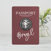 Burgund Brasilien Reisepass Save The Date (Stehend Vorderseite)