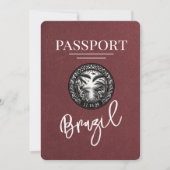 Burgund Brasilien Reisepass Save The Date (Vorderseite)