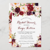 Burgund Brautdusche Einladung (Vorne/Hinten)
