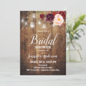 Burgund-Brautparty Einladung (Stehend Vorderseite)