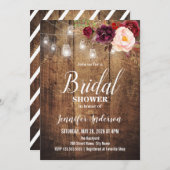 Burgund-Brautparty Einladung (Vorne/Hinten)