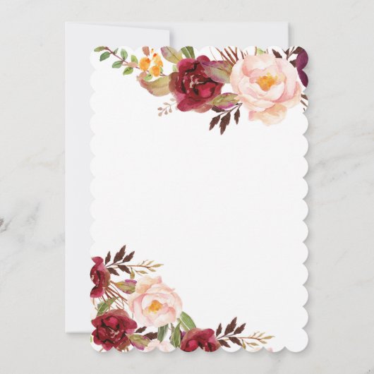 Burgund Brautparty fällt Liebe Einladung (Rückseite)