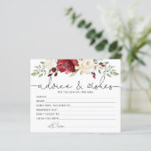 Burgund Bridal Ratschläge und Wünsche Karte (Stehend Vorderseite)