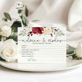 Burgund Bridal Ratschläge und Wünsche Karte