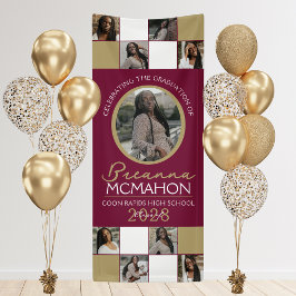 Burgund & Bronze 9 Foto Collage Abschluss Vinyl Banner
