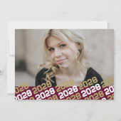 Burgund & Bronze Abschluss 2 Foto Einladung (Rückseite)