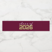 Burgund & Bronze Abschluss Wasserflaschen Labels Wasserflaschenetikett (Einzelnes Label)