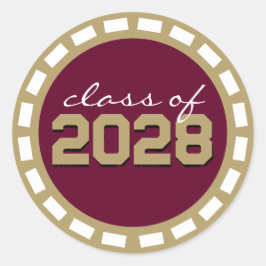 Burgund & Bronze Gold Filmstrip Abschluss Runder Aufkleber