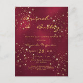 Burgund Brunch Bubbly Bridal Einladung Postkarte (Vorderseite)
