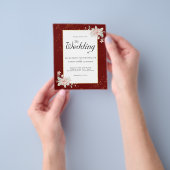 Burgund Budget Hochzeit Einladung Pink Peony Flyer (Gruppe)