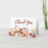 Burgund Burnt Orange Blume Hochzeit Dankeskarte (Vorderseite)