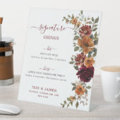 Burgund Burnt Orange Blumengetränke Menü Sockelschild (In Situ)