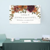 Burgund Burnt Orange Rust Floral Wedding Hintergru Banner (Messeveranstaltung)