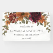 Burgund Burnt Orange Rust Floral Wedding Hintergru Banner (Horizontal)