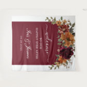 Burgund Burnt Orange Rust Floral Wedding Hintergru Wandteppich (Vorderseite (Horizontal))