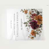 Burgund Burnt Orange Rust Floral Wedding Hintergru Wandteppich (Vorderseite (Horizontal))