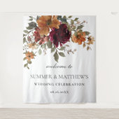 Burgund Burnt Orange Rust Floral Wedding Hintergru Wandteppich (Vorderseite)
