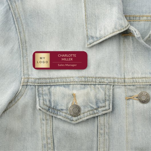 Burgund Business Logo Mitarbeiter modern Namensschild (Beispiel)