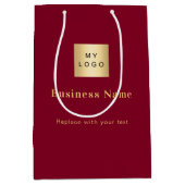 Burgund Business Logo Papier Einkaufstasche Mittlere Geschenktüte (Vorderseite)