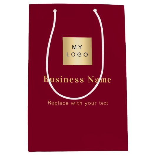 Burgund Business Logo Papier Einkaufstasche Mittlere Geschenktüte (Vorderseite)