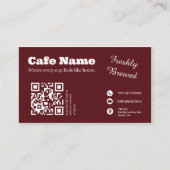 Burgund Café Geschäftskarten QR-Code-Design Visitenkarte (Vorderseite)