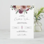 Burgund & Champagne Boho Rustikale Hochzeitseinlad Einladung (Stehend Vorderseite)