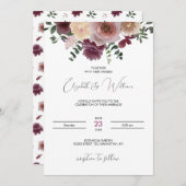 Burgund & Champagne Boho Rustikale Hochzeitseinlad Einladung (Vorne/Hinten)