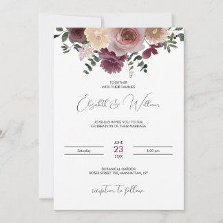 Burgund & Champagne Boho Rustikale Hochzeitseinlad Einladung