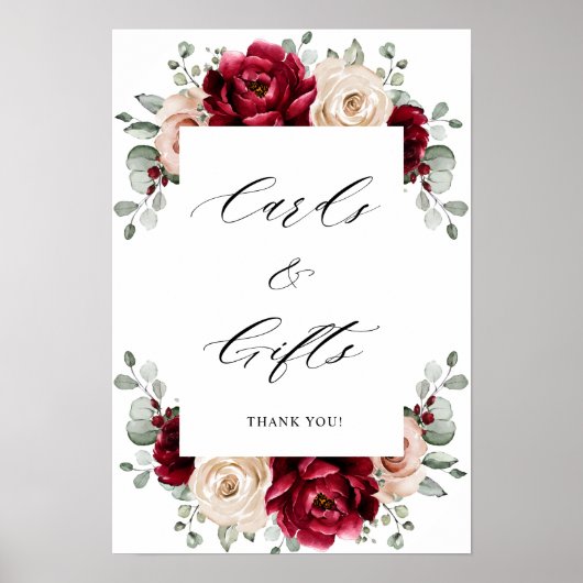 Burgund Champagne Elfenbeinküste Rose Karten und G Poster (Vorne)