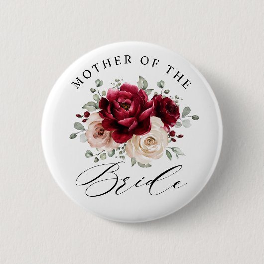 Burgund Champagne Elfenbeinmädchen Braut Button (Vorderseite)