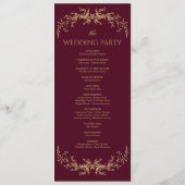 Burgund Champagne Toile Blumenrahmen Hochzeit Programm (Rückseite)