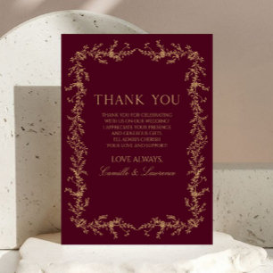 Burgund Champagne Toile Floral Rahmen Hochzeit Dankeskarte